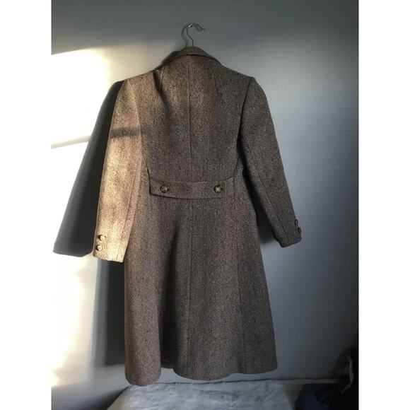 100% Wool Pea Coat Button Down Waist Sinch No Brand Long Warm Vintage - Picture 2 of 12